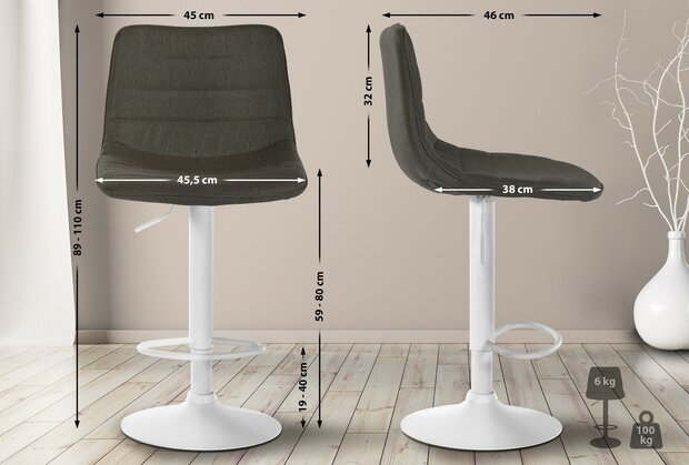 Lix Barkruk - Stof Taupe,wit