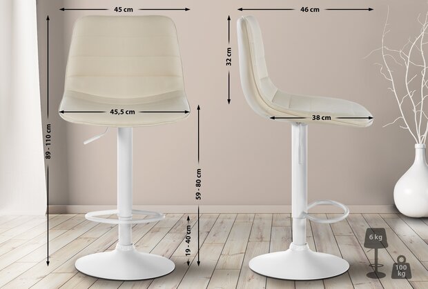 Lix Barkruk - Kunstleer Creme,wit
