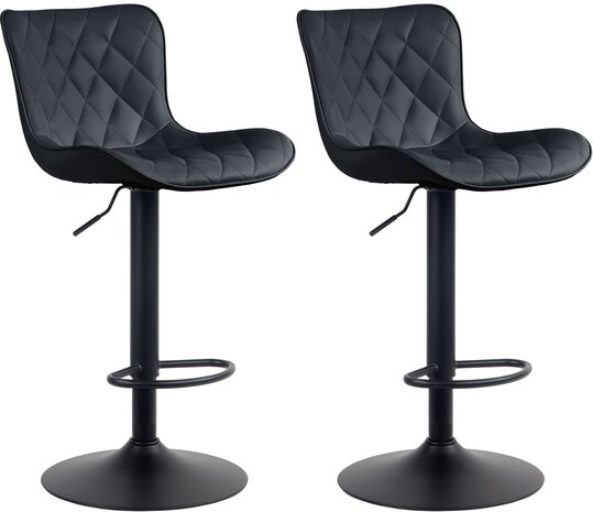 Set van 2 barkrukken Amme zwart,Kunstleer, Zwart