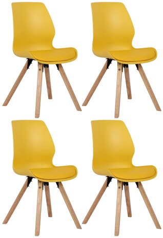 Set van 4 eetkamerstoelen Lanu geel,Kunststof, Geel