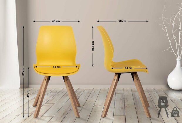 Set van 4 eetkamerstoelen Lanu geel,Kunststof, Geel