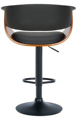 Barkruk Vastel walnoot/zwart,Kunstleer, Zwart