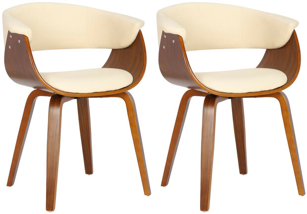 Set van 2 Brecu Eetkamerstoelen Creme