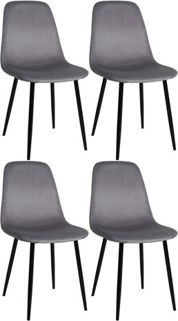 Set van 4 Nepiar eetkamerstoelen donkergrijs,Fluweel, Grijs