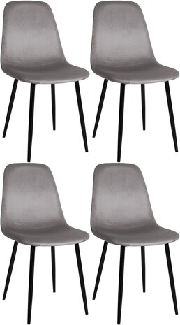 Set van 4 Nepiar eetkamerstoelen grijs,Fluweel, Grijs