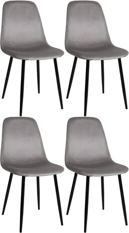 Set van 4 Nepiar eetkamerstoelen grijs,Fluweel, Grijs