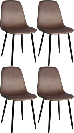 Set van 4 Nepiar eetkamerstoelen bruin,Fluweel, Bruin