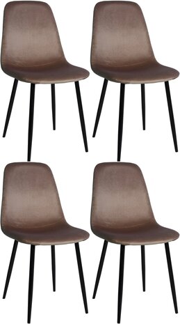 Set van 4 Nepiar eetkamerstoelen bruin,Fluweel, Bruin