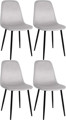 Set van 4 Nepiar eetkamerstoelen Creme,Fluweel