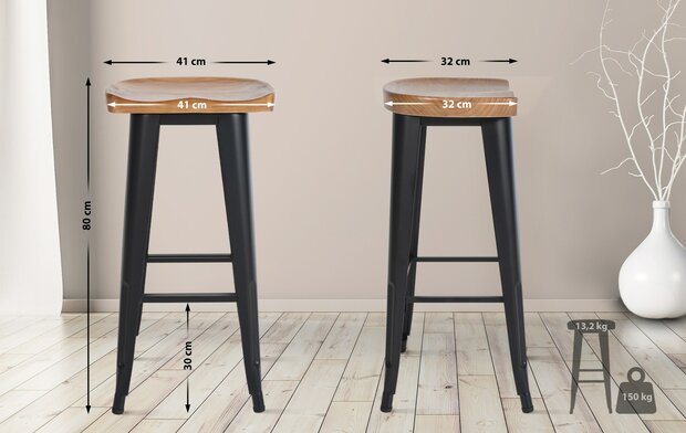 Barstoel Bermuda Rood, Zwart