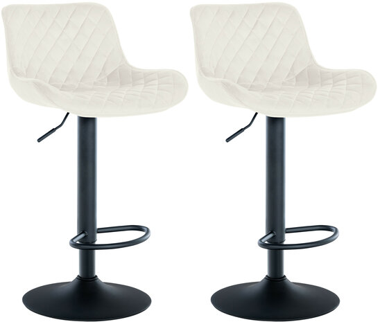 2-delige set barstoelen Manosi fluweel, Creme