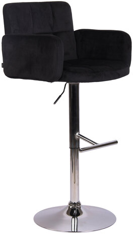 Barstoel Les Engalos Fluweel chroom, Zwart