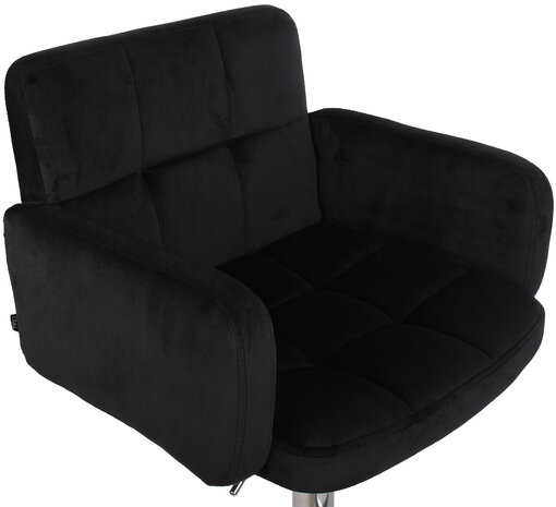 Barstoel Les Engalos Fluweel chroom, Zwart