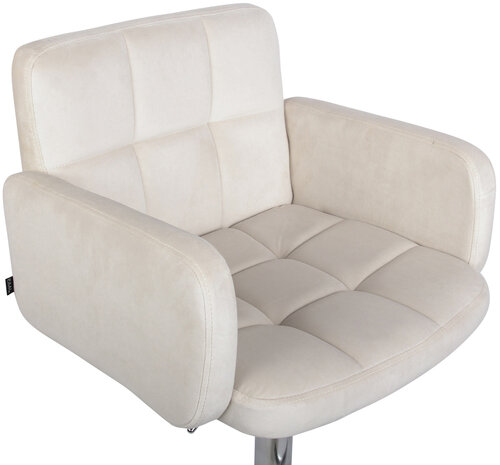 Barstoel Les Engalos Fluweel chroom, Creme