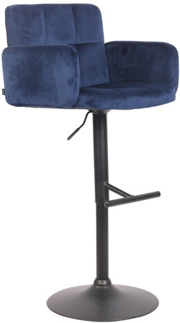 Barstoel Les Engalos Fluweel zwart, Blauw