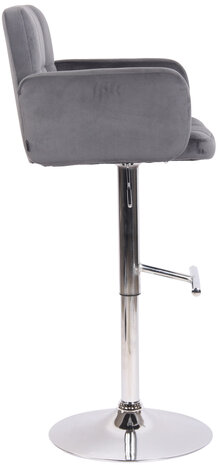 Barstoel Les Engalos Fluweel chroom, Grijs