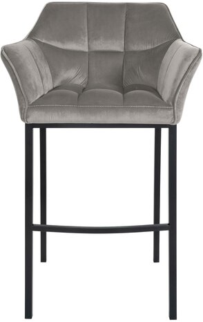 Barstoel Domasa B Fluweel met 4-poots frame, Grijs