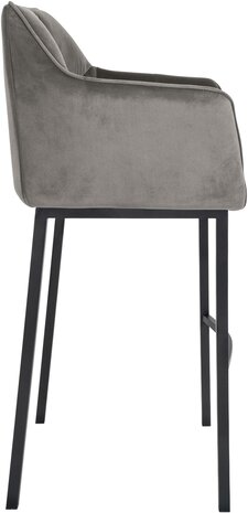 Barstoel Domasa B Fluweel met 4-poots frame, Grijs