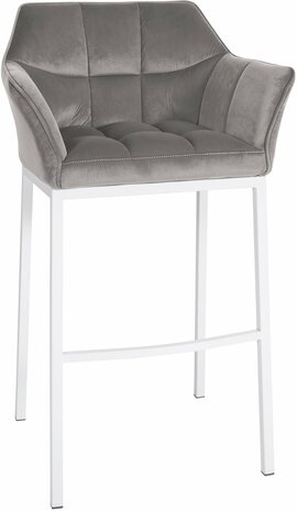 Barstoel Domasa W Fluweel met 4-poots frame, Grijs
