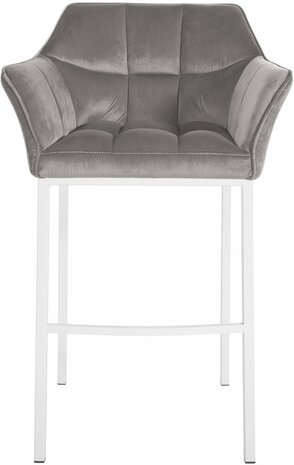 Barstoel Domasa W Fluweel met 4-poots frame, Grijs