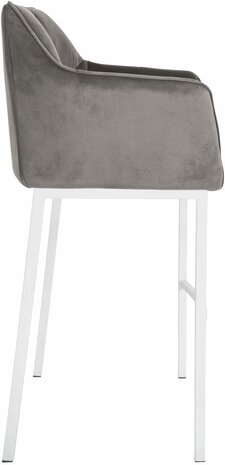 Barstoel Domasa W Fluweel met 4-poots frame, Grijs