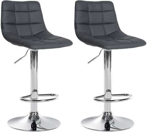 2-delige set barstoelen Jirra kunstleer chroom, Grijs