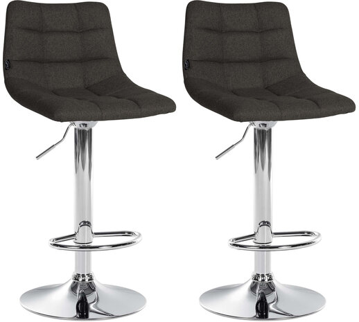 2-delige set barkrukken Jirra stof chroom, Grijs