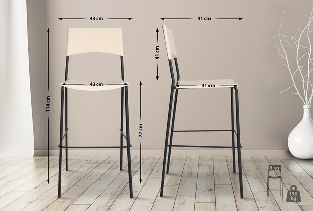 Barstoel Bermuda Rood, Creme