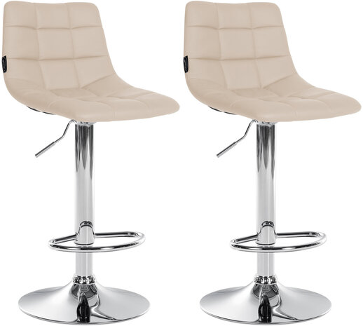 2-delige set barstoelen Jirra kunstleer chroom, Creme