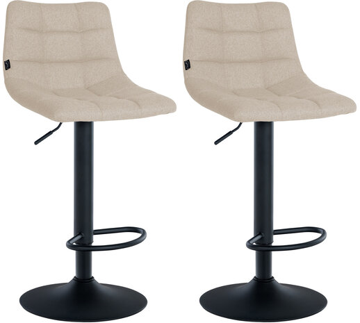 2-delige set barkruk Jirra Stof zwart, Creme