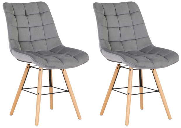 2-delige set stoelen Line fluweel, Grijs