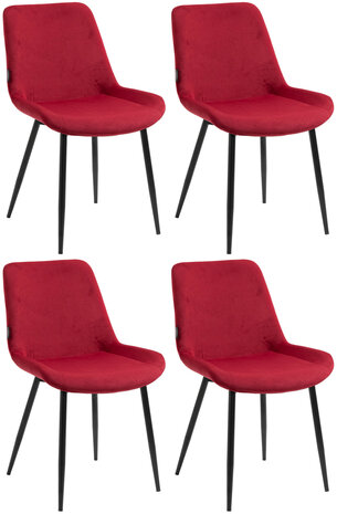 4-delige set eetkamerstoelen Vactiroi fluweel, Rood