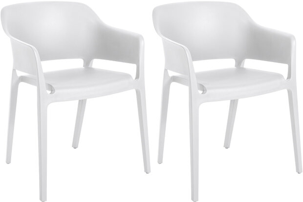 2-delige set stapelstoelen Paeblu, Wit
