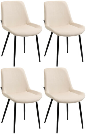 4-delige set eetkamerstoelen Vactiroi fluweel, Creme
