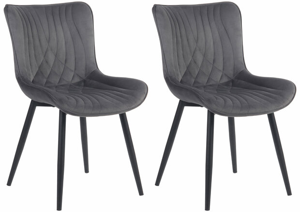 2-delige set stoelen Brida Fluweel, Grijs