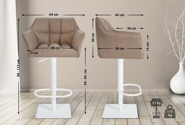 Barstoel Bermuda Rood, Taupe