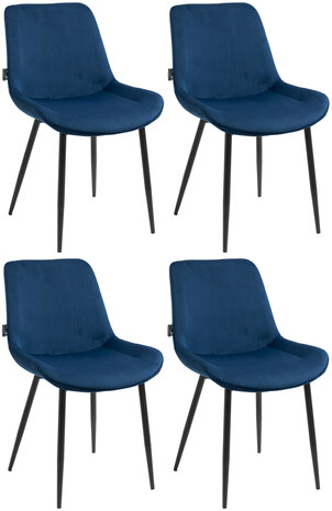 4-delige set eetkamerstoelen Vactiroi fluweel, Blauw