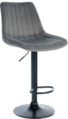 Barstoel Tino Fluweel zwart, Grijs