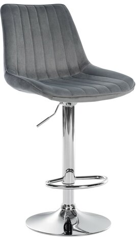 Barstoel Tino Fluweel chroom, Grijs