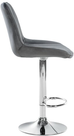 Barstoel Tino Fluweel chroom, Grijs
