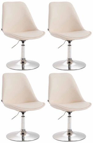 4-delige set eetkamerstoelen Miverack C kunstleer, Creme