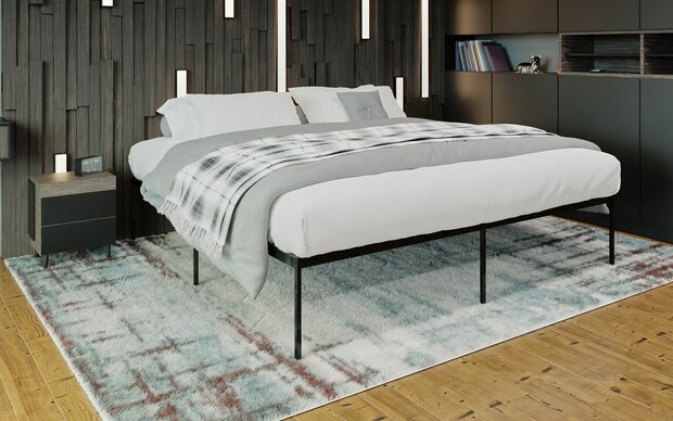 Metalen bed Forga 200x200x42 cm, Zwart