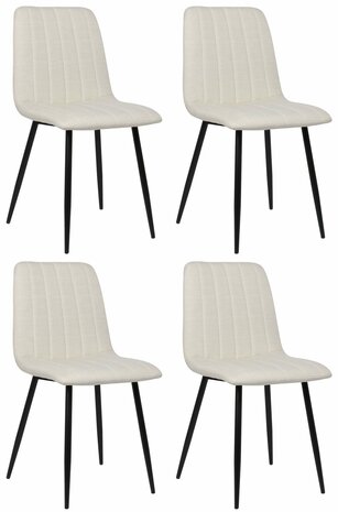 4-delige set stoelen Dojin stof, Creme