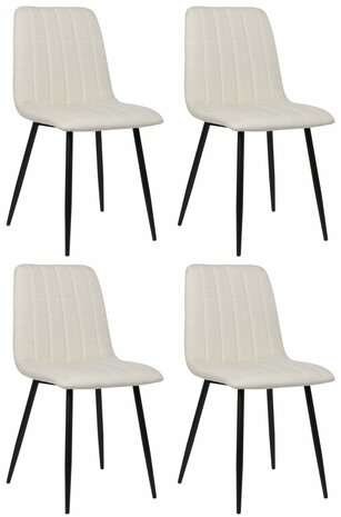 4-delige set stoelen Dojin stof, Creme