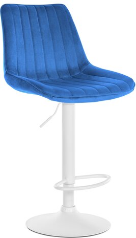 Barstoel Tino Fluweel wit, Blauw