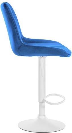 Barstoel Tino Fluweel wit, Blauw