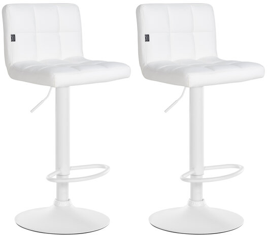 2-delige set barkrukken Fine kunstleer wit, Wit