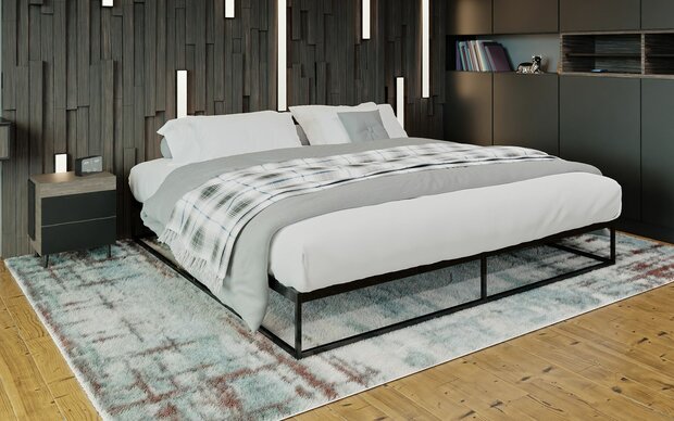 Metalen bed Scili 200x200x25 cm, Zwart