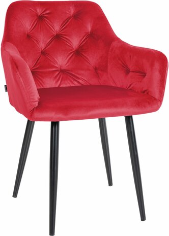 2-delige set eetkamerstoelen Stenlay Fluweel, Rood