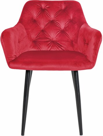 2-delige set eetkamerstoelen Stenlay Fluweel, Rood